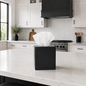 Modern Weighted Tissue Box Cover Black Square Facial Tissue Holder